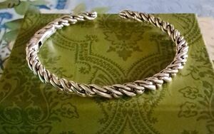 John Hardy (JAI) 925 Sterling Silver Rope Carved Hinged Cuff Bracelet